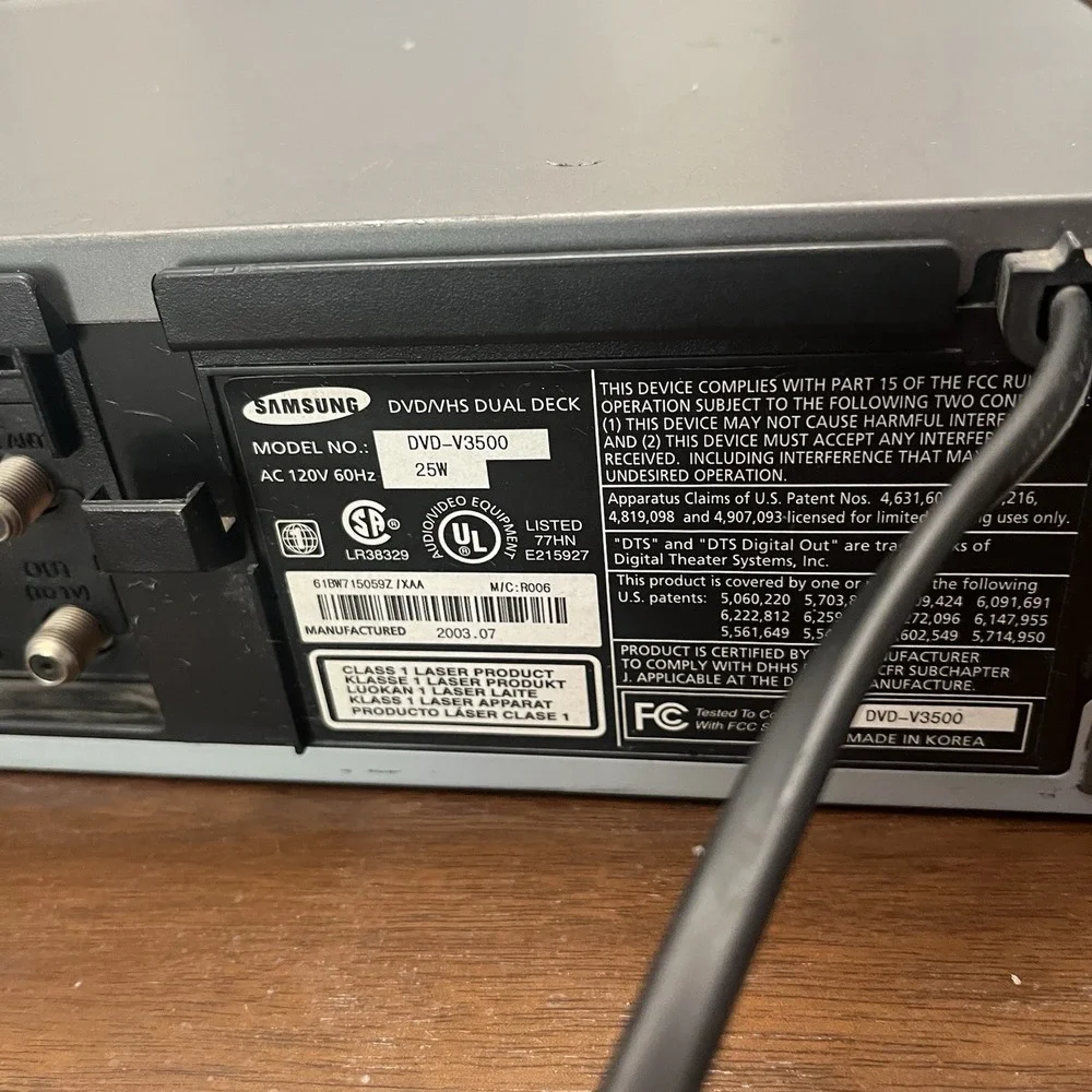 Samsung‎ DVDV3500-DVD/VCR Combo VHS Dual Deck Combi Prog ,R.Control(Part/Repair)